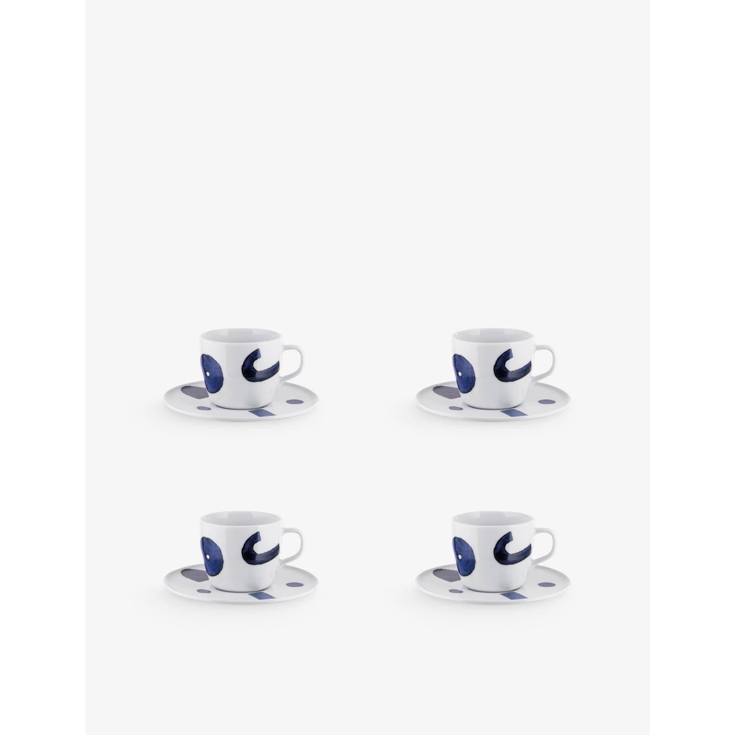 Alessi Itsumo Yunoki Porcelain Coffee Cup and Saucer Set of 4