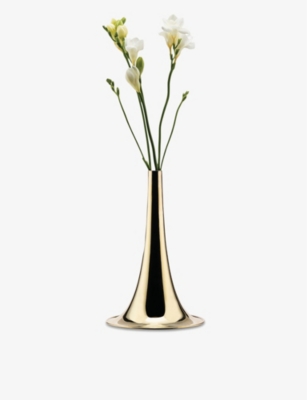 ALESSI: Trumpet small brass vase 24.9cm