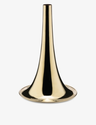 ALESSI: Trumpet small brass vase 24.9cm