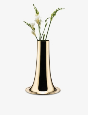 ALESSI: Trumpet large brass vase 32.5cm