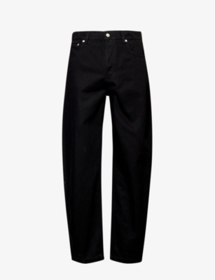 Shop Alexander Mcqueen Men's Black Brand-patch Waist-adjuster Regular-fit Jeans