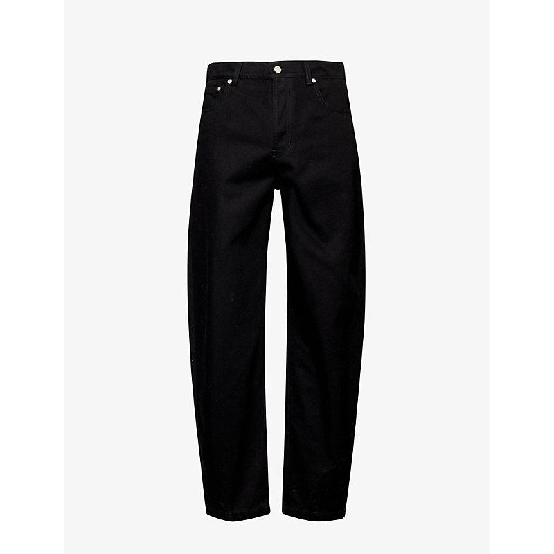 Alexander Mcqueen Mens Black Brand-patch Waist-adjuster Regular-fit Jeans