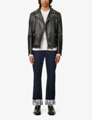 Shop Alexander Mcqueen Men's Indigo Turn-up Folded-hem Regular-fit Jeans