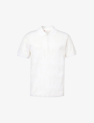 Alexander Mcqueen Mens Ivory Graffiti Patterned Cotton Polo Shirt In Neutral