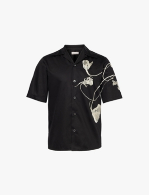 ALEXANDER MCQUEEN: Floral-embroidered cotton shirt