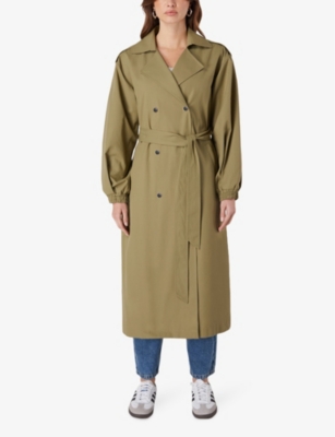 Shop Ro&zo Women's Khaki Belted Relaxed-fit Woven Trench Coat