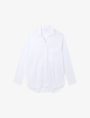 The White Company Womens White Patch-pocket Oversized Linen Shirt