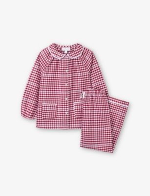 THE LITTLE WHITE COMPANY: Gingham Lace-Trim Cotton Pyjamas 7-12 Years