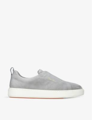 SANTONI: Clean Icon branded suede trainers
