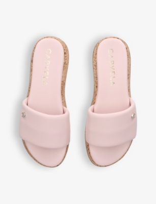 Shop Carvela Womens Pale Pink Cloud Icon-c Stud Faux-leather Mules
