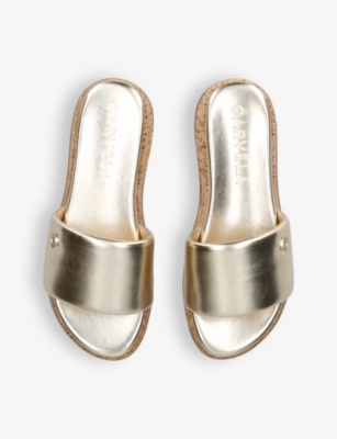 Shop Carvela Women's Gold Cloud Metallic Faux-leather Mules