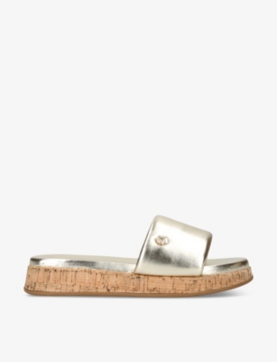 Shop Carvela Women's Gold Cloud Metallic Faux-leather Mules