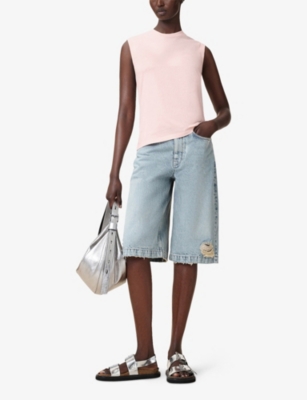 Allsaints Womens Mauve Chalk Pi Imogen Sleeveless Cotton Tank Top Xs