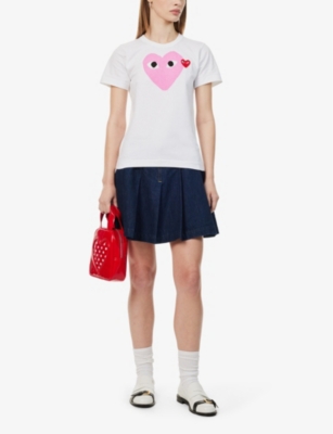 Comme Des Garçons Play Printed And Embroidered T-shirt In Pink