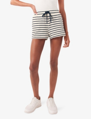Shop The White Company Women's Vystripe Striped Towelling-textured Organic-cotton Shorts In Navystripe