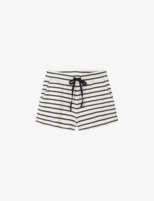 Shop The White Company Women's Vystripe Striped Towelling-textured Organic-cotton Shorts In Navystripe