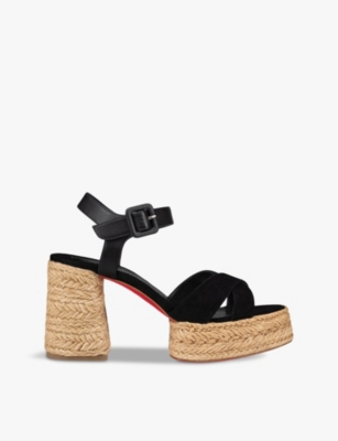 Shop Christian Louboutin Women's Black Calakala Suede Heeled Sandals