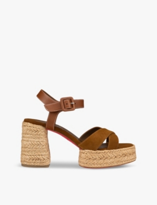 Shop Christian Louboutin Calakala 85 Suede Espadrille Heeled Sandals In Rhea