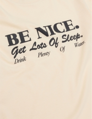 Shop Sporty And Rich Be Nice Short-sleeved Cotton-blend T-shirt 2-14 Y In Cream