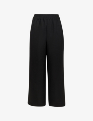 WHISTLES: Patch-pocket wide-leg mid-rise linen trousers