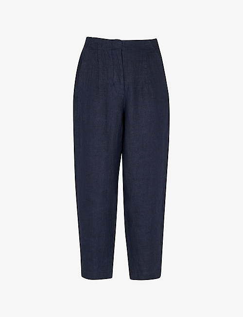 WHISTLES: Patch-pocket barrel-leg mid-rise linen trousers