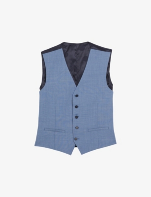 TED BAKER: Sharkskin-pattern slim-fit wool-blend waistcoat