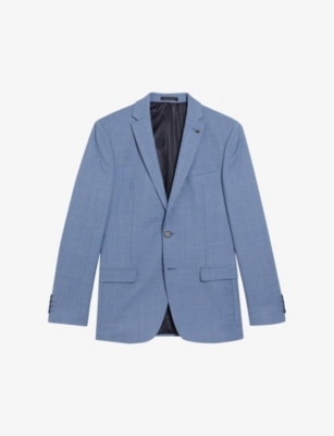Shop Ted Baker Mens Blue Orionj Sharkskin-texture Wool-blend Jacket