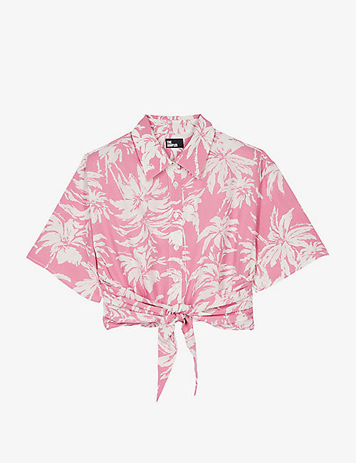 THE KOOPLES: Floral-print self-tie woven shirt