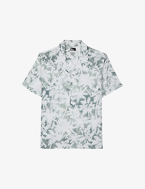 THE KOOPLES: Floral-print regular-fit linen-blend shirt