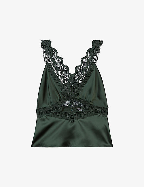 THE KOOPLES: Guipure-lace cut-out silk top