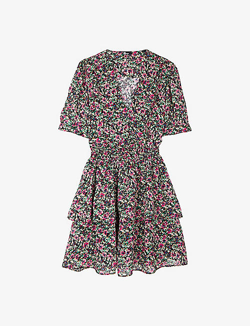 THE KOOPLES: Floral-print ruffled woven mini dress