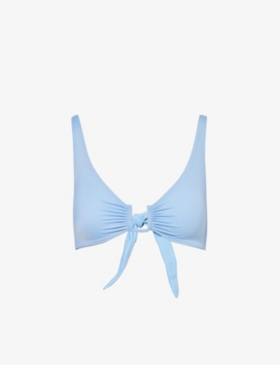 Shop Away That Day Women's Powder Blue Palma Plunge-neck Stretch-recycled Polyamide Bikini Top