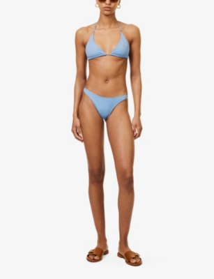 Shop Away That Day Maui High-rise Recycled-polyamide Bikini Bottom In Powder Blue