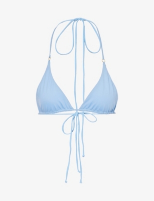 Shop Away That Day Women's Powder Blue Rio Triangle-cup Stretch-recycled Polyamide Bikini Top
