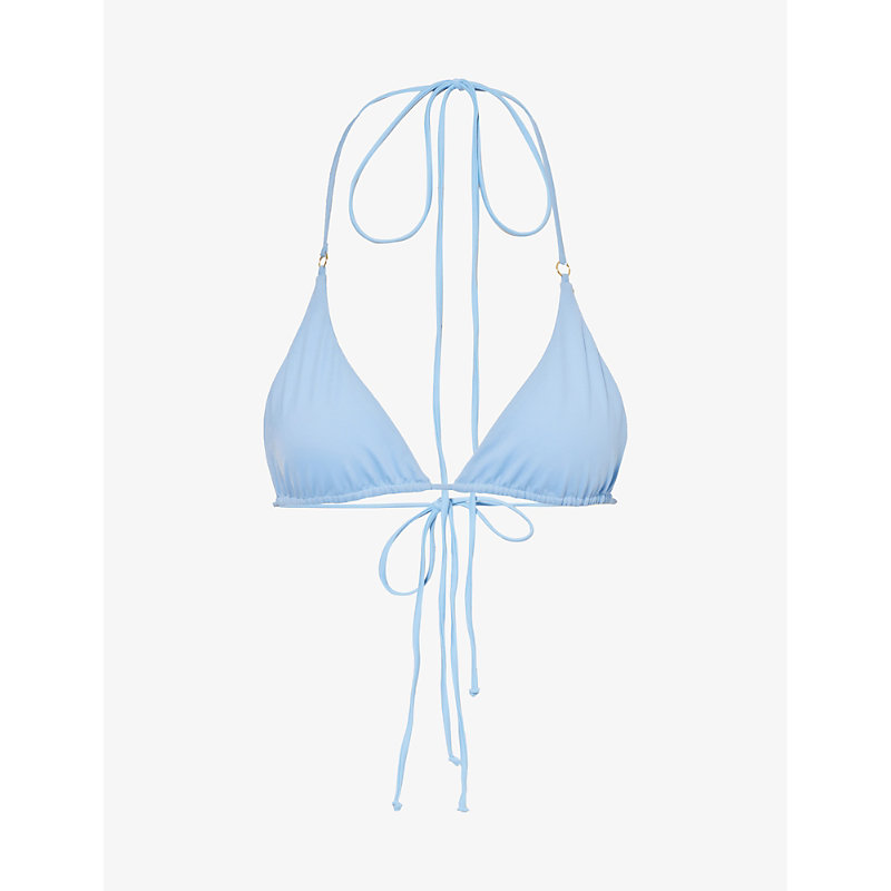 Shop Away That Day Womens Powder Blue Rio Triangle-cup Stretch-recycled Polyamide Bikini Top
