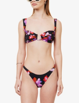 Shop Away That Day Cannes Floral-print Stretch-recycled Polyamide Bikini Top In Hibiscus Print