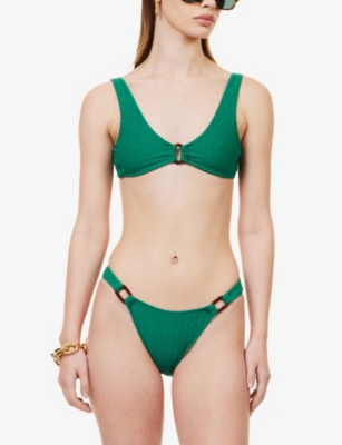 Shop Away That Day Women's Emerald Green Texture Anguilla Textured Mid-rise Stretch-recycled Polyamide Bi