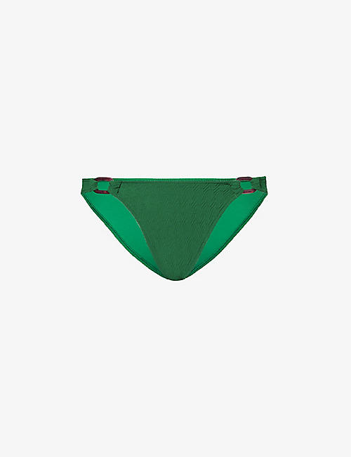 AWAY THAT DAY: Anguilla textured mid-rise stretch-recycled polyamide bikini bottoms