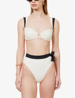 Shop Away That Day Women's White/black Econyl Cannes Balconette Stretch-recycled Polyamide Bikini Top