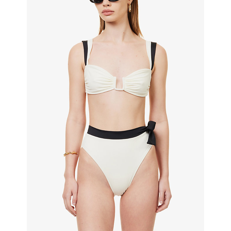 Shop Away That Day Cannes Balconette In White/black Econyl