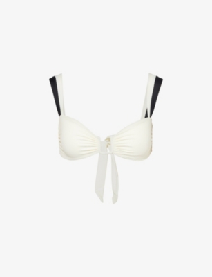 Shop Away That Day Women's White/black Econyl Cannes Balconette Stretch-recycled Polyamide Bikini Top