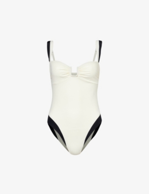 Shop Away That Day Womens White/black Econyl Cannes Recycled-polyamide-blend Swimsuit