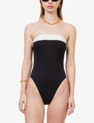 Shop Away That Day Monte Carlo Strapless Swimsuit In Black/ivory Pyratex