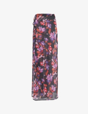 Shop Away That Day Women's Hibiscus Print Barcelona Wrap Woven Midi Skirt