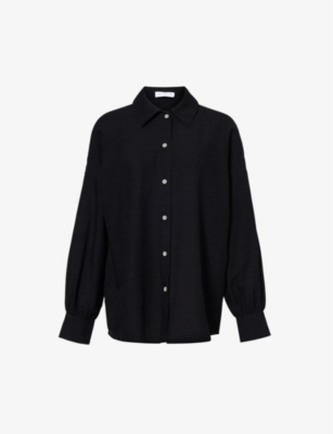 Away That Day Womens Black Maldives Relaxed-fit Linen-blend Shirt In Black