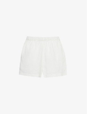 Shop Away That Day Women's Ivory Maldives Elasticated-waist Linen-blend Shorts