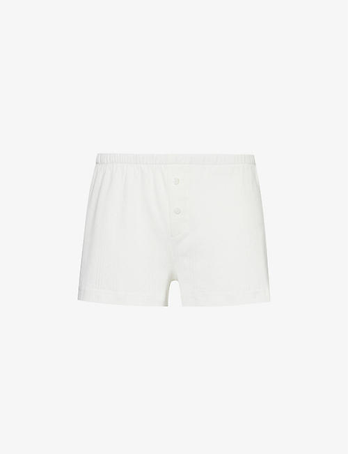 THE NAP CO: Pointelle-pattern boxer-style cotton-jersey pyjama shorts