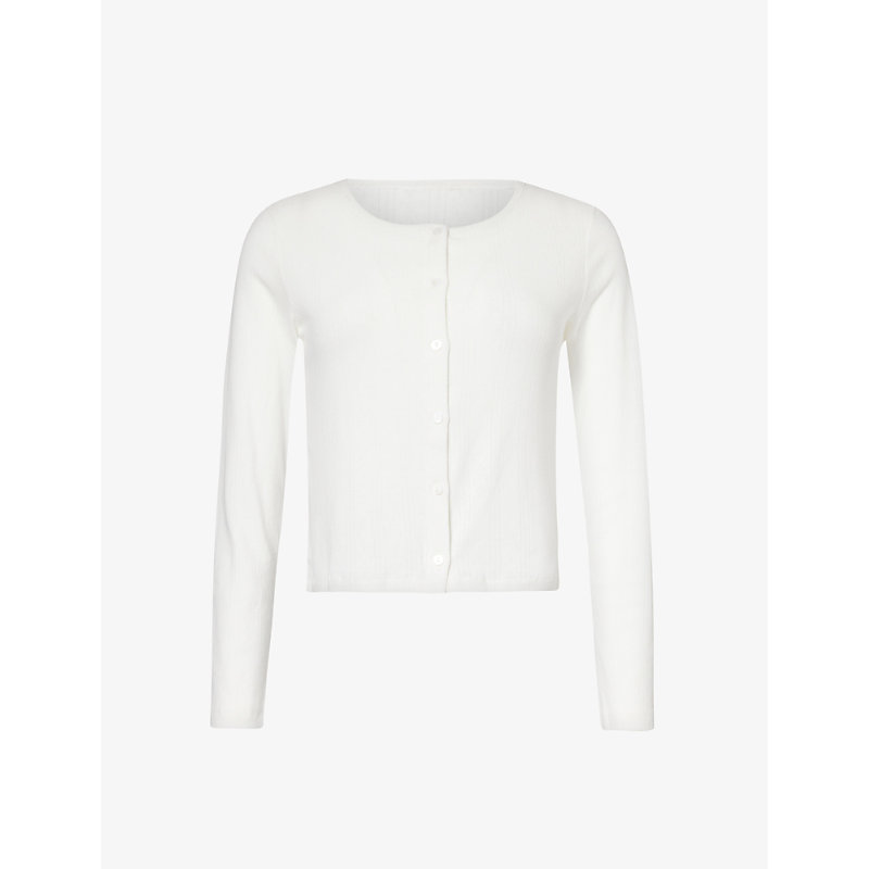 The Nap Co Womens White Pointelle-pattern Cotton-jersey Pyjama Top