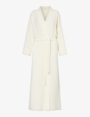 Shop The Nap Co The P Co Women's Cream Crinkled Belted Cotton Robe