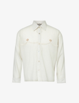KARTIK RESEARCH: Hand-embroidered regular-fit cotton shirt